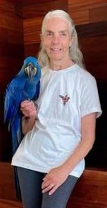 Marie Calleja With A Hyacinth Macaw