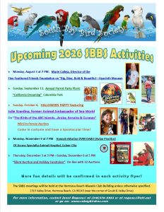 Upcoming SBBS Activities For 2026